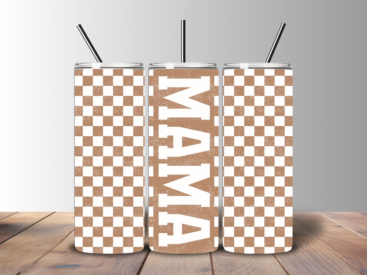 Checkered Mama 20oz Sublimation Tumbler Transfer